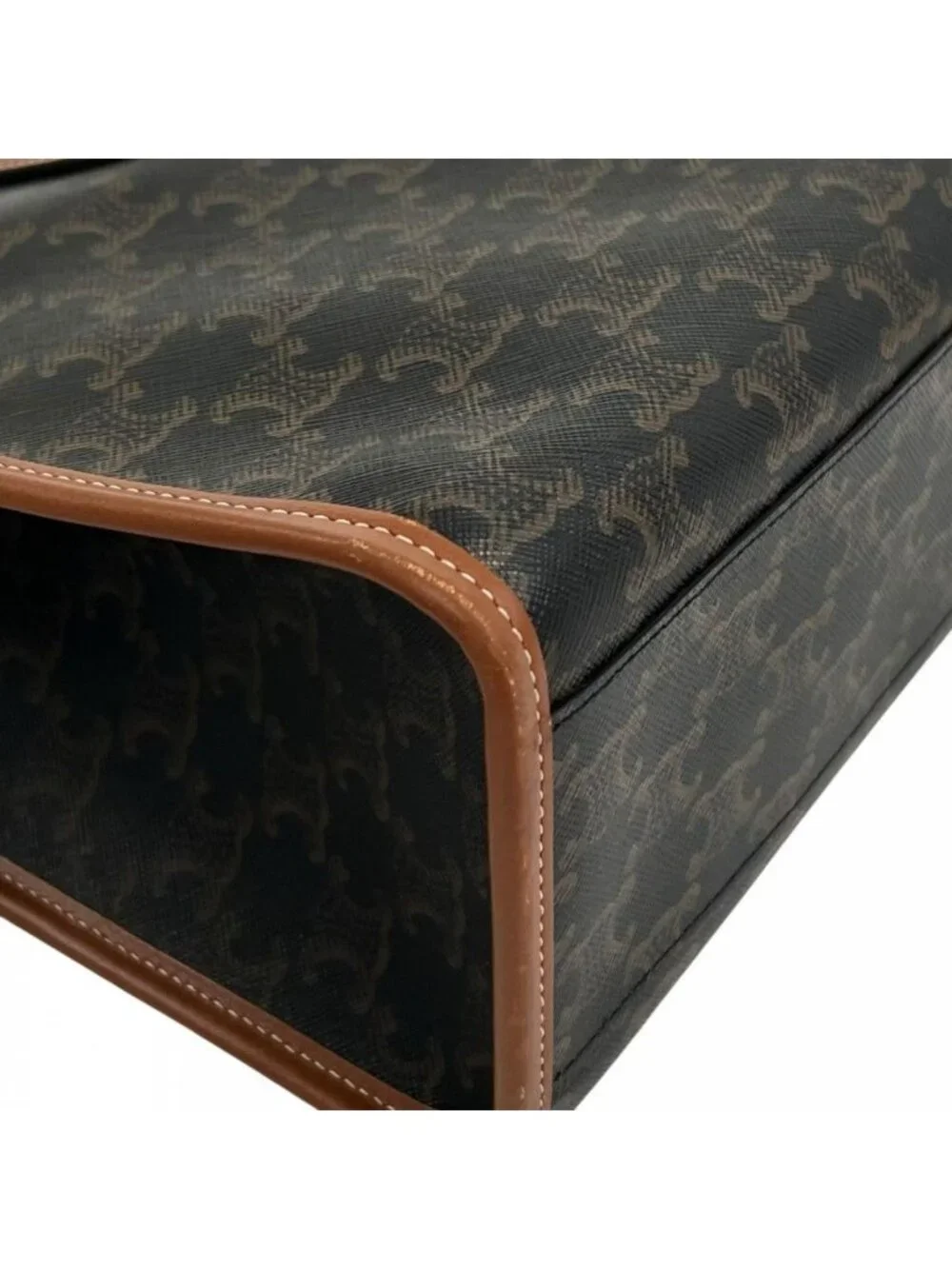 Celine Tote Triomphe Leather Brown Gold